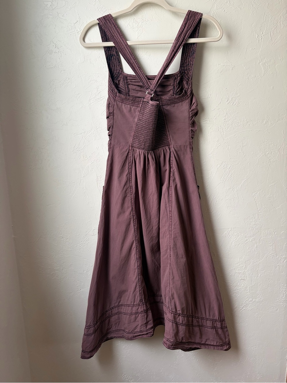 Anthropologie Pilcro Ruched Midi Dress Cross Back Mauve Purple XS - Picture 7 of 11